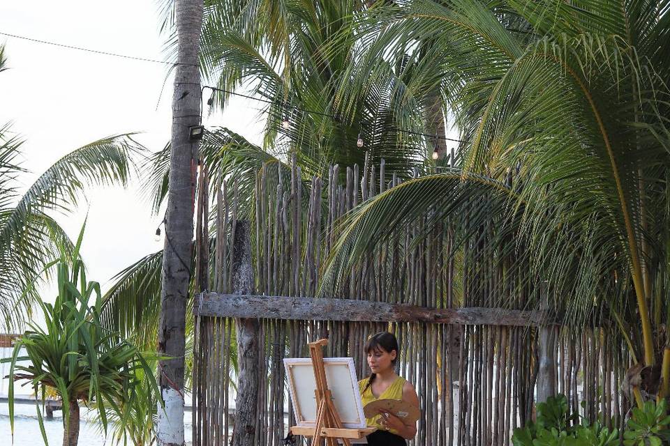 Pintando en Isla Mujeres