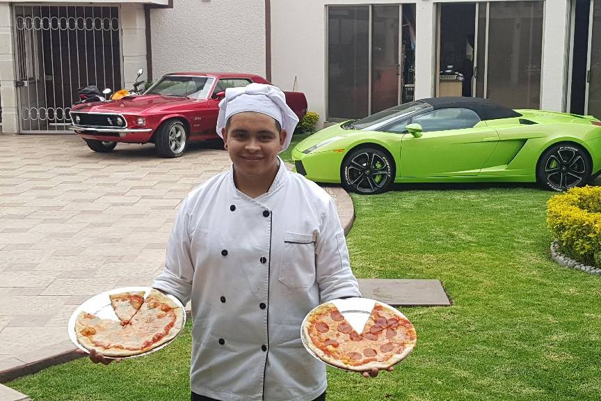 Barra de pizzas evento pedrega