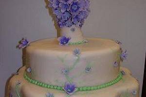 Pastel en tonos verdes y violetas