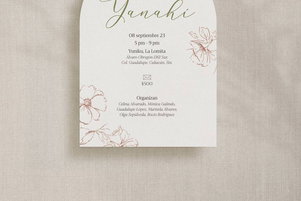 Invitación con diseño de flores