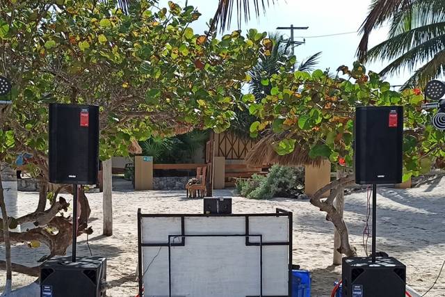 Concepto dj en la playa