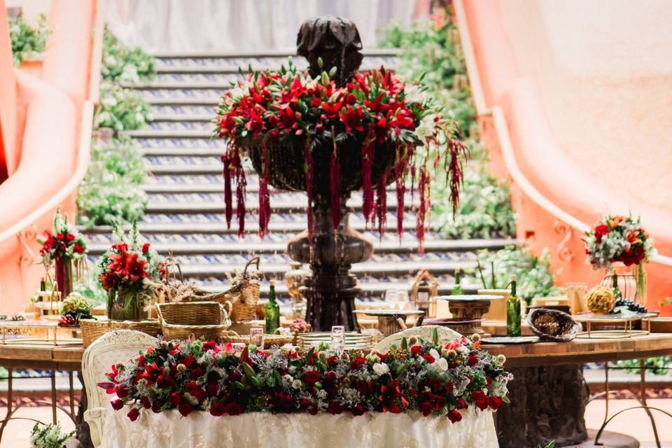 Mesa de dulces en fuente