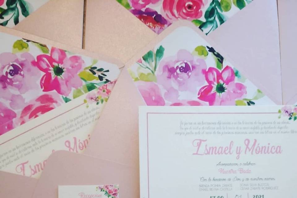 Invitación palo de rosa