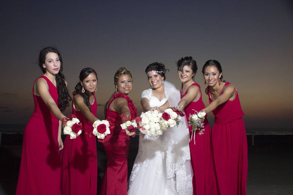 Novia y sus damas de honor