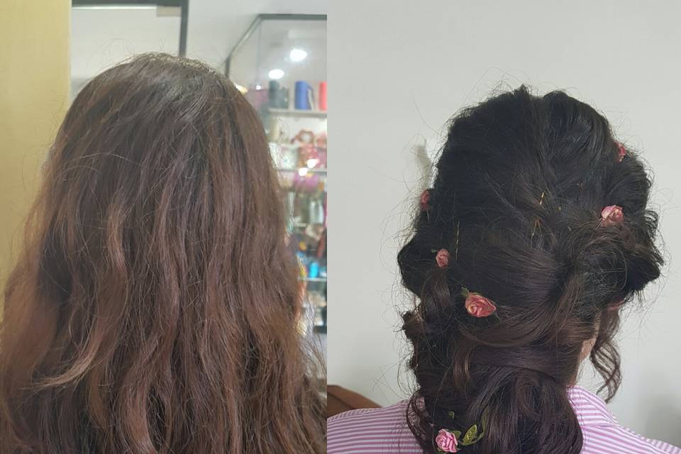 Before/after peinado alto