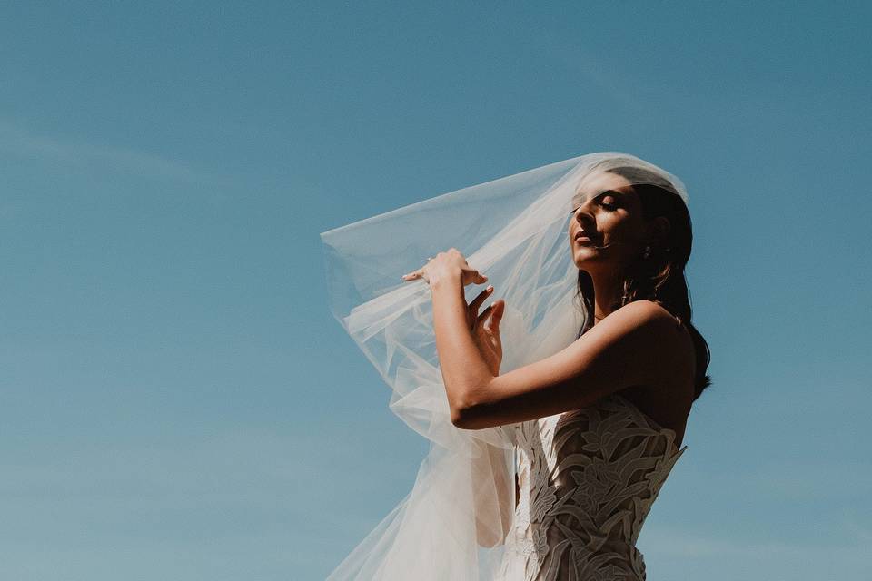 Novia con su vestido