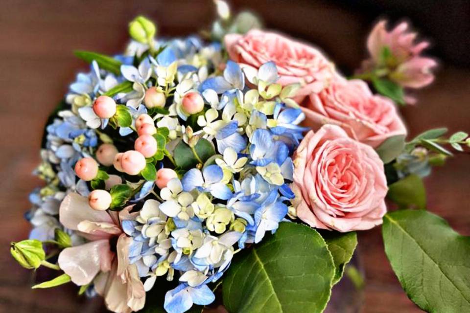 Centros de mesa con hortensia