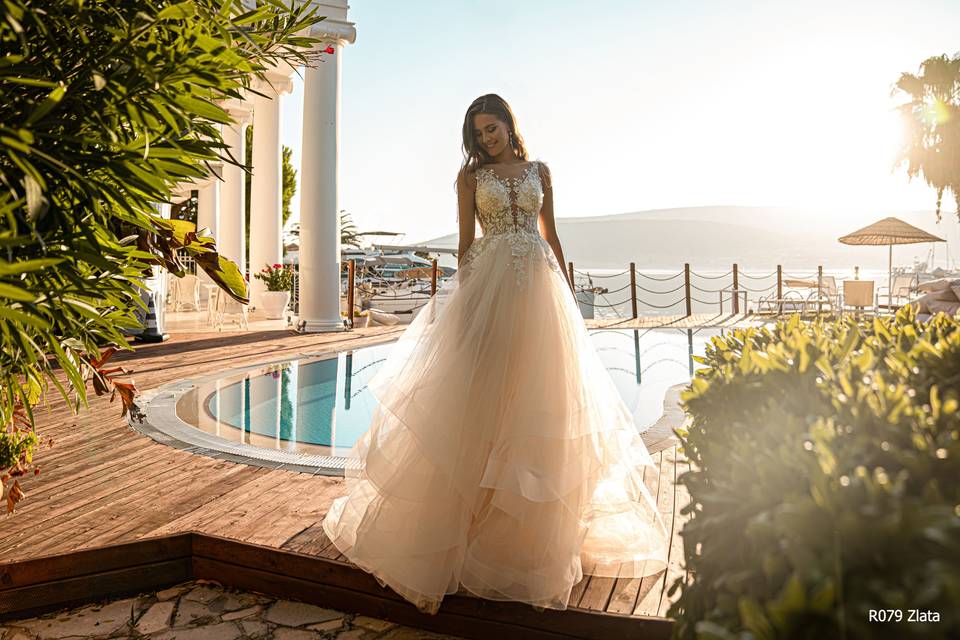 Novia con vestido estilo princesa