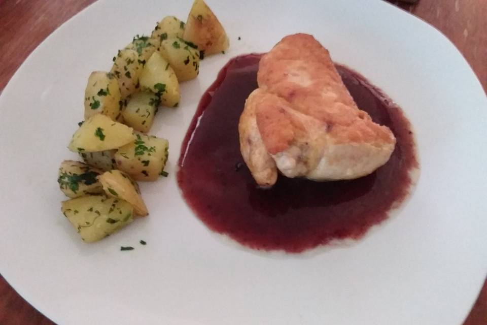 Pollo al vino tinto