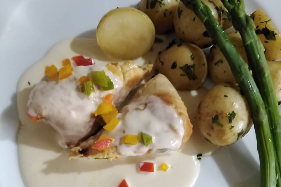 Pollo en crema de Vino